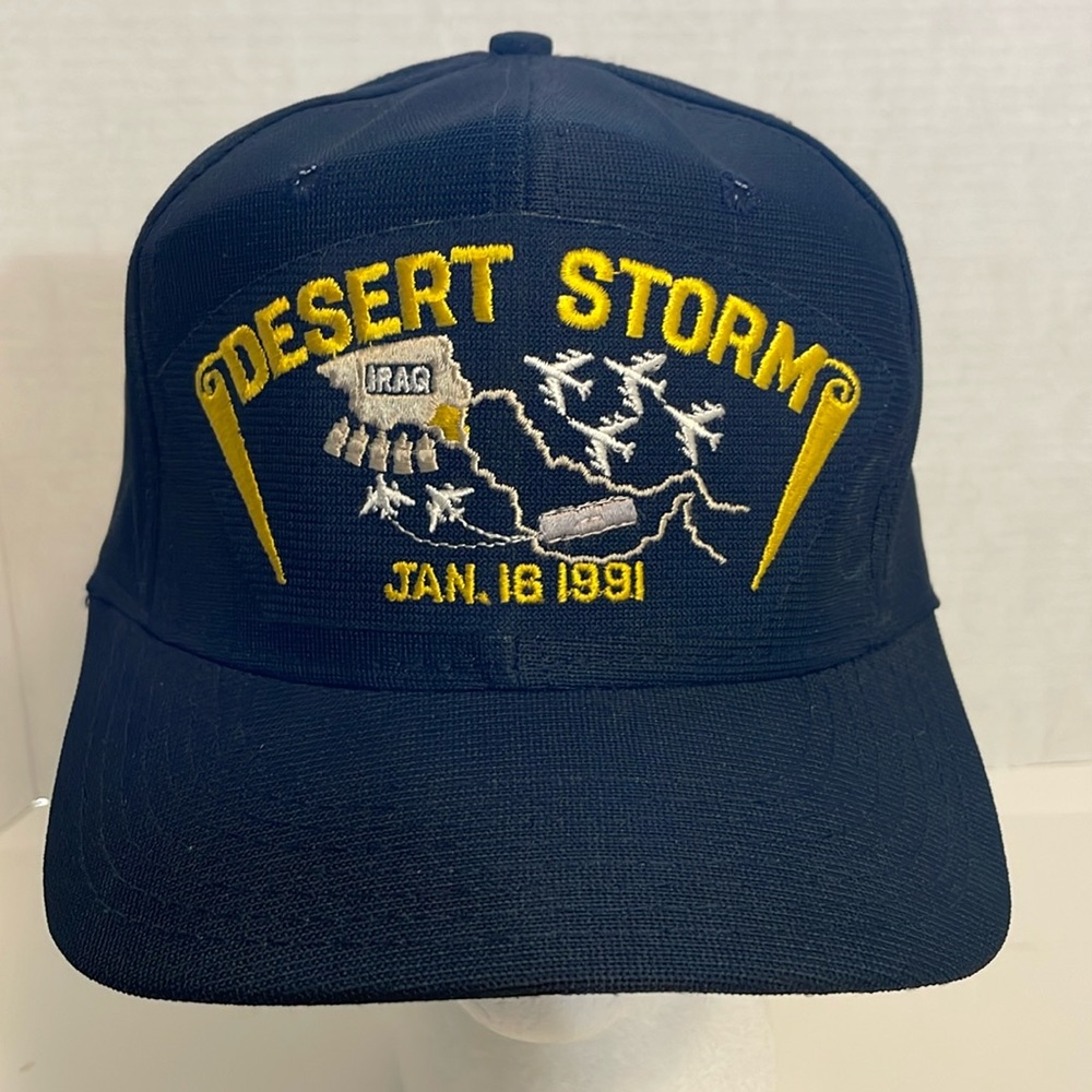 Desert Storm January 16, 1991 AJD baseball hat cap mesh snap back USA made lg